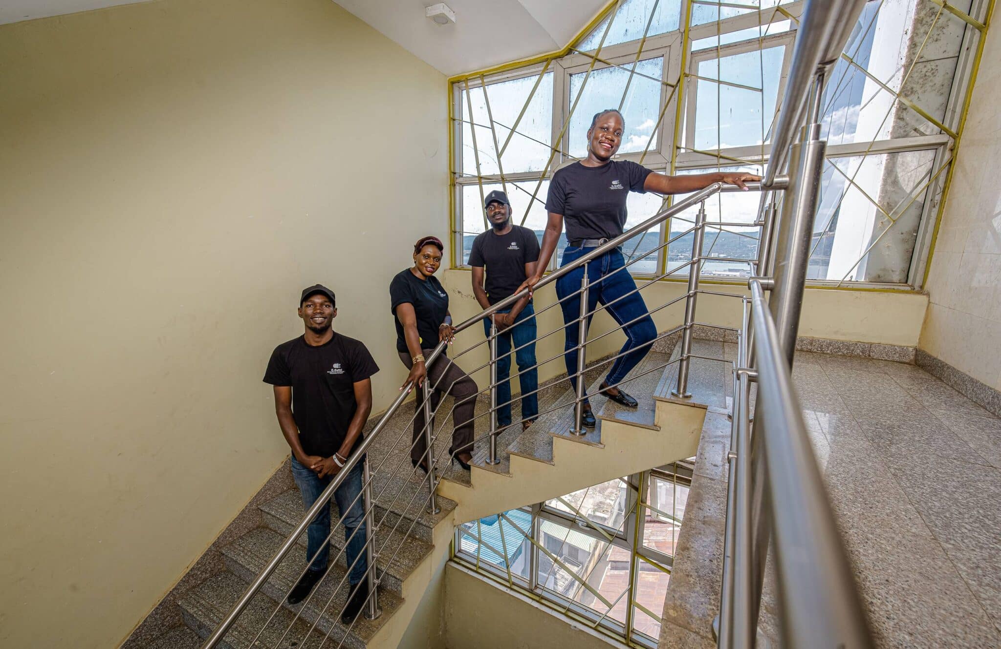 EarthShot_Kenya_RonnyOnkeo_E-safiri_Team at Office Stairs